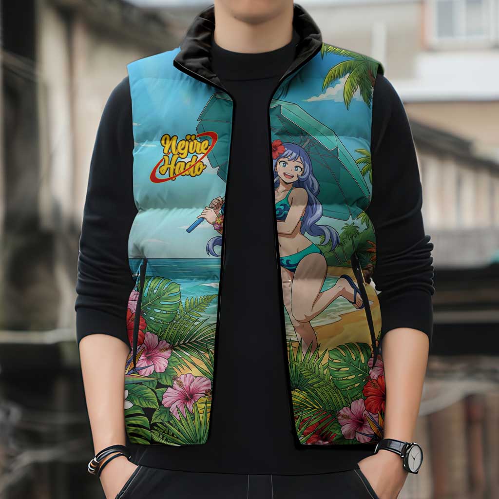Nejire Hado Summer Chill Sleeveless Puffer Jacket Tropical Anime Surfside Art