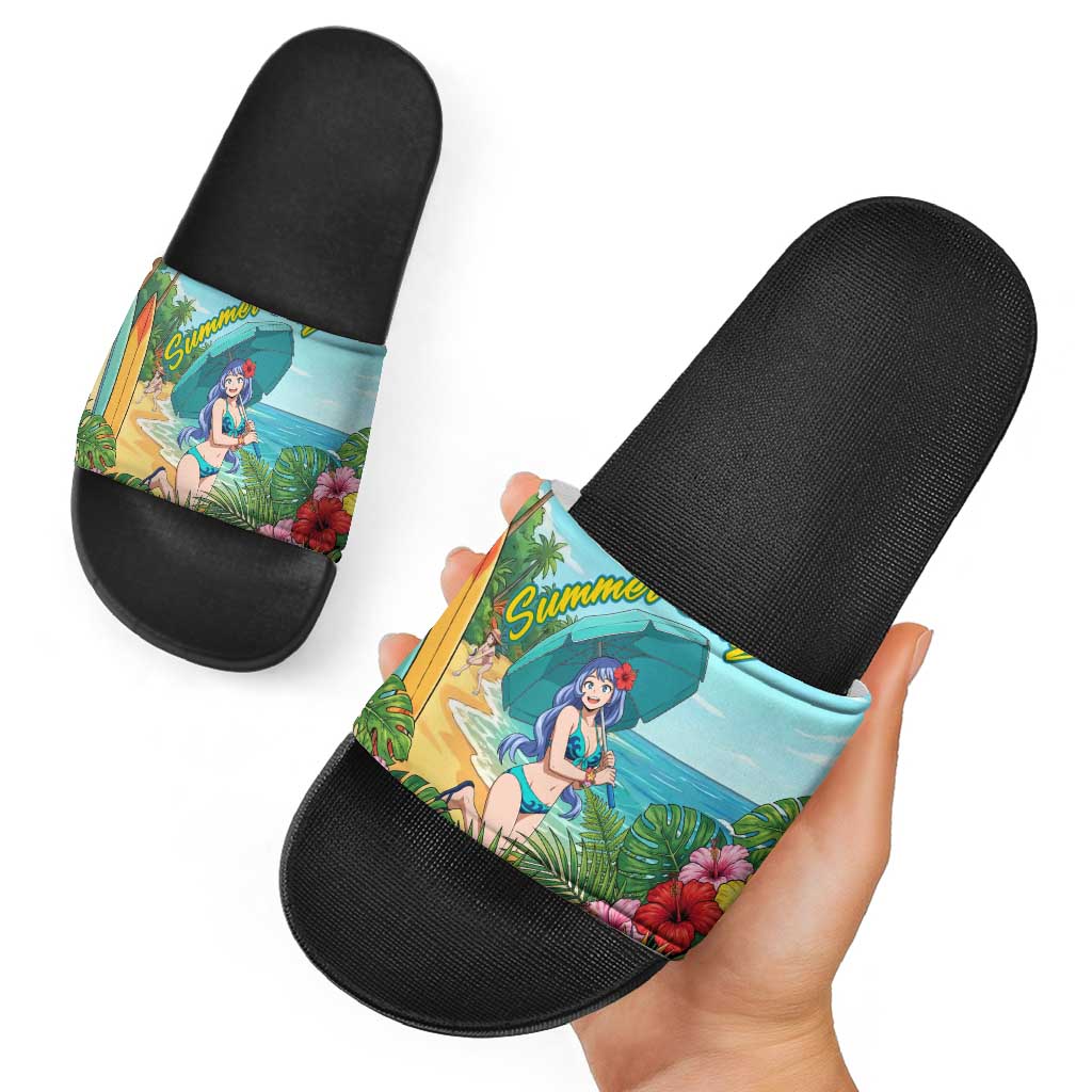 Nejire Hado Summer Chill Slide Sandals Tropical Anime Surfside Art