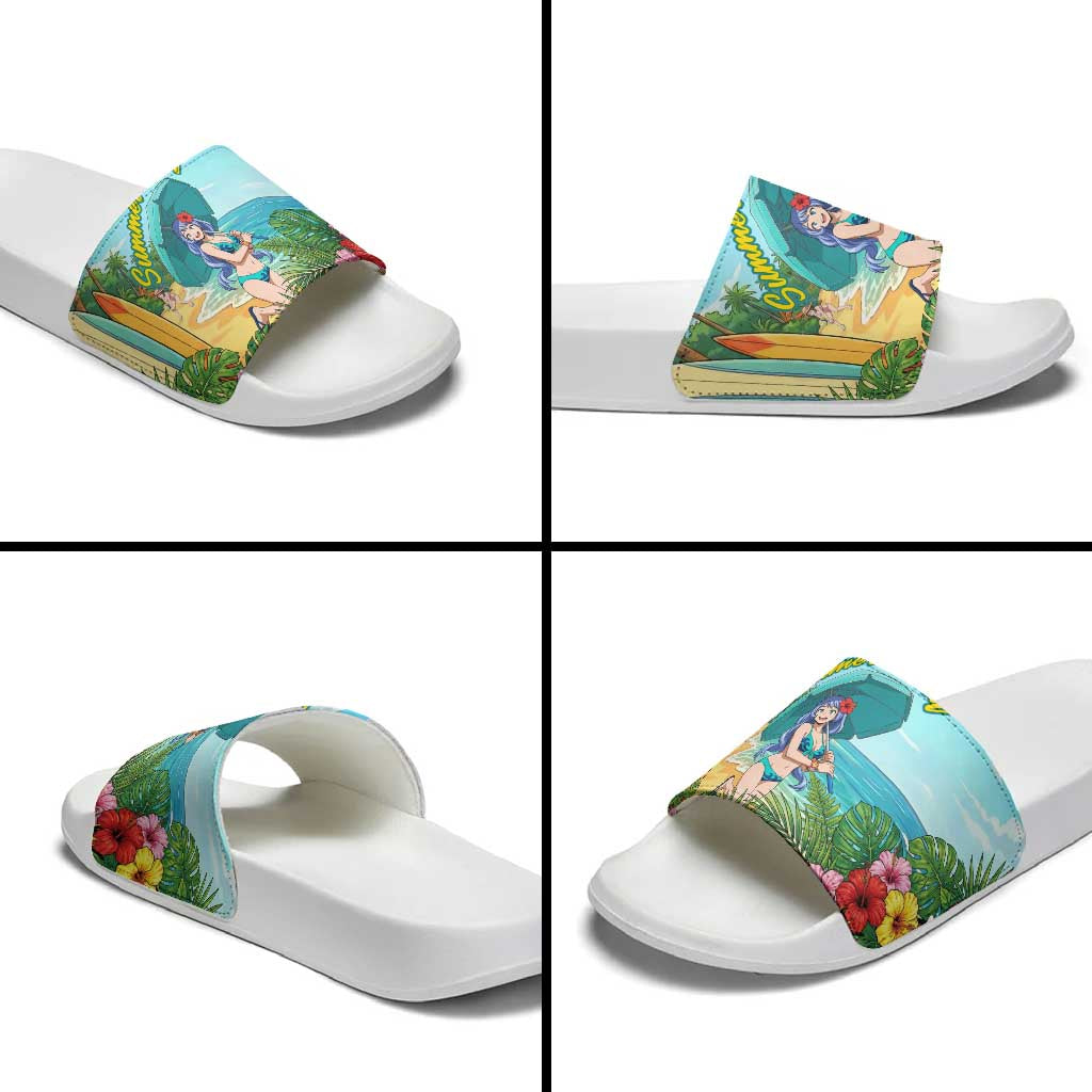 Nejire Hado Summer Chill Slide Sandals Tropical Anime Surfside Art