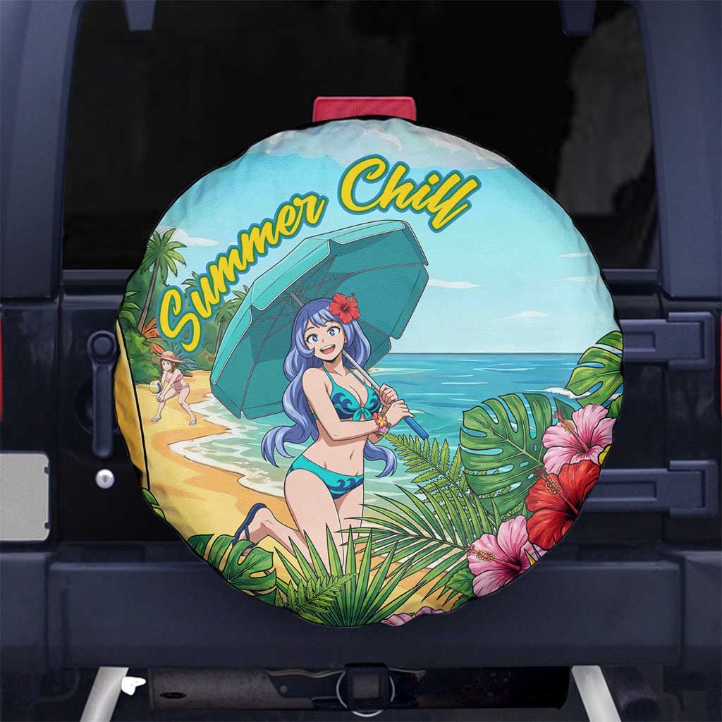 Nejire Hado Summer Chill Spare Tire Cover Tropical Anime Surfside Art