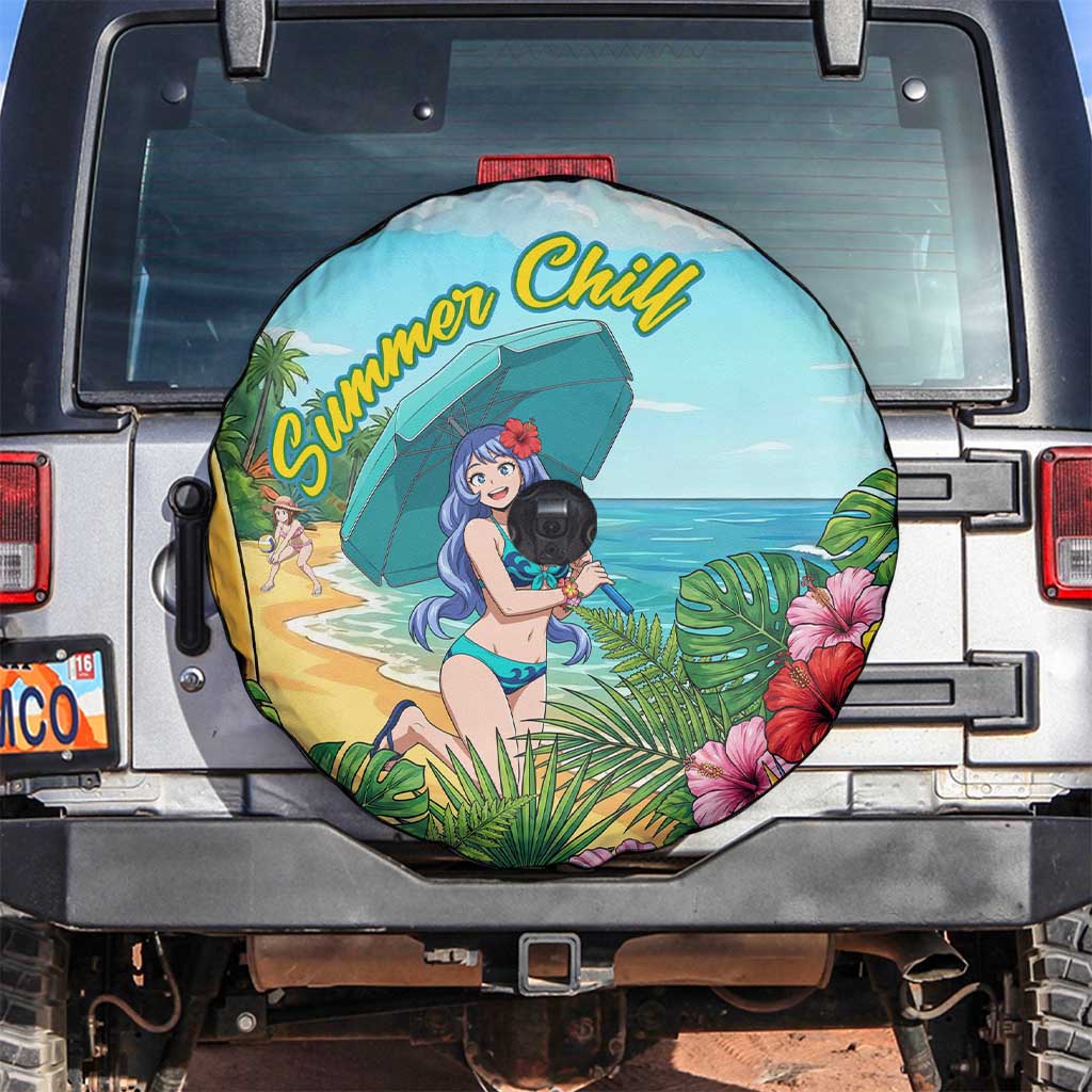 Nejire Hado Summer Chill Spare Tire Cover Tropical Anime Surfside Art