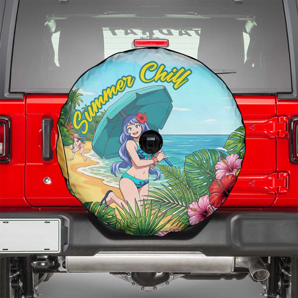 Nejire Hado Summer Chill Spare Tire Cover Tropical Anime Surfside Art