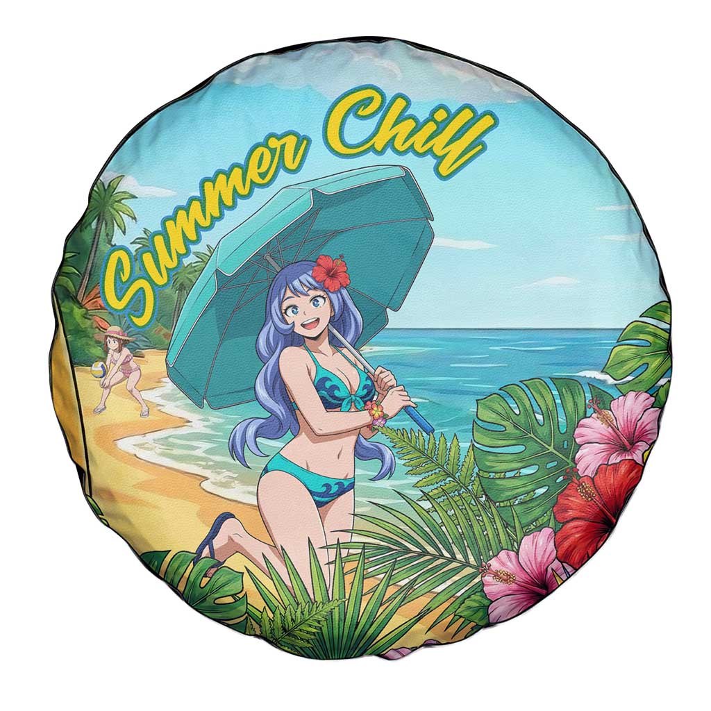 Nejire Hado Summer Chill Spare Tire Cover Tropical Anime Surfside Art