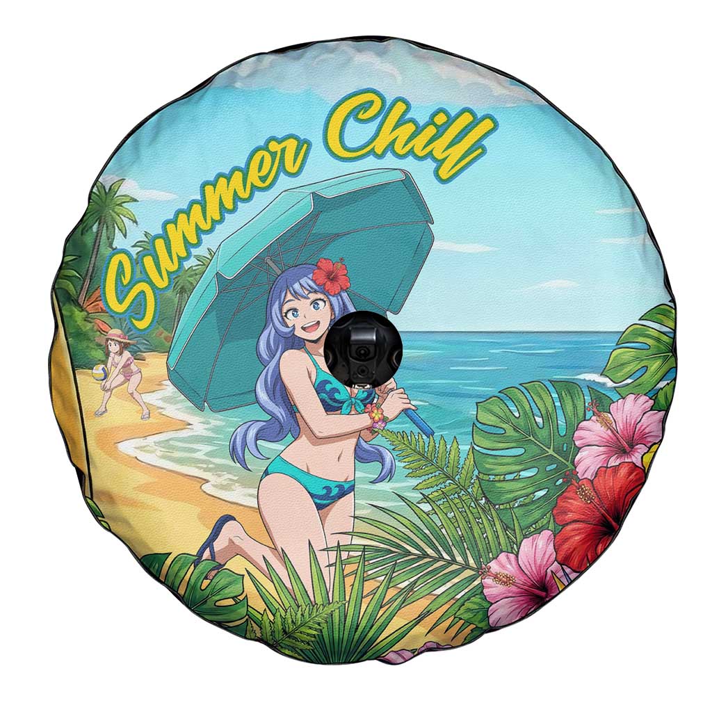 Nejire Hado Summer Chill Spare Tire Cover Tropical Anime Surfside Art