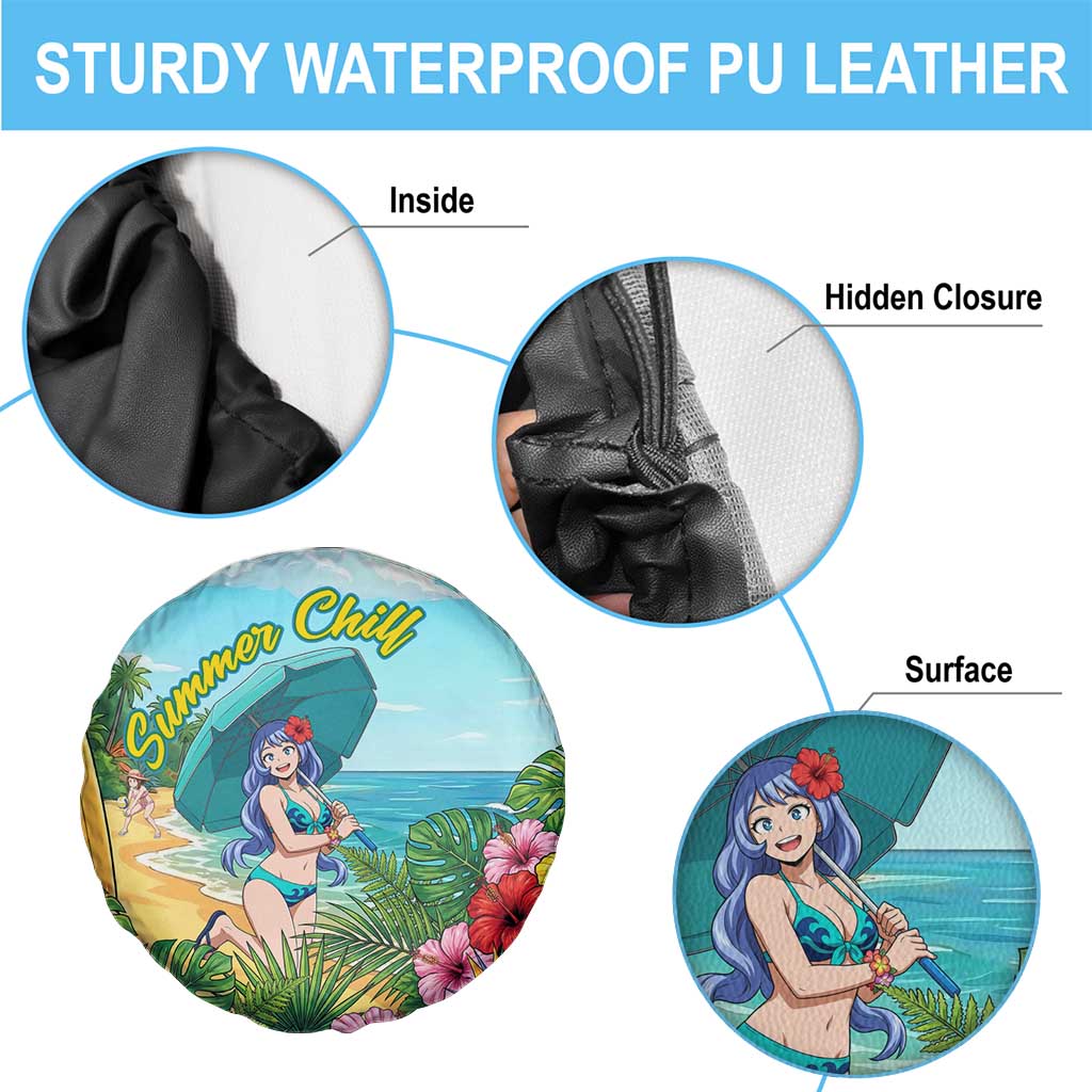 Nejire Hado Summer Chill Spare Tire Cover Tropical Anime Surfside Art