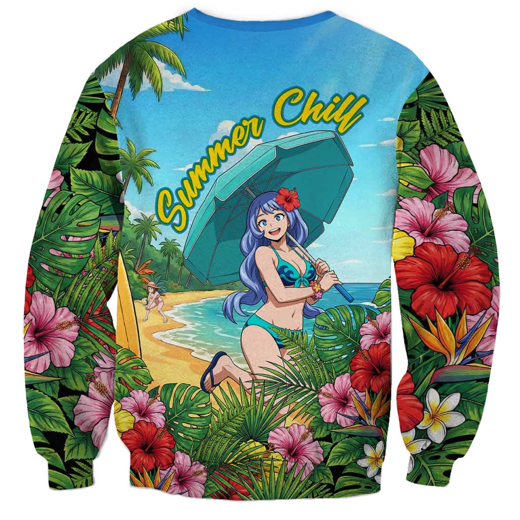 Nejire Hado Summer Chill Sweatshirt Tropical Anime Surfside Art