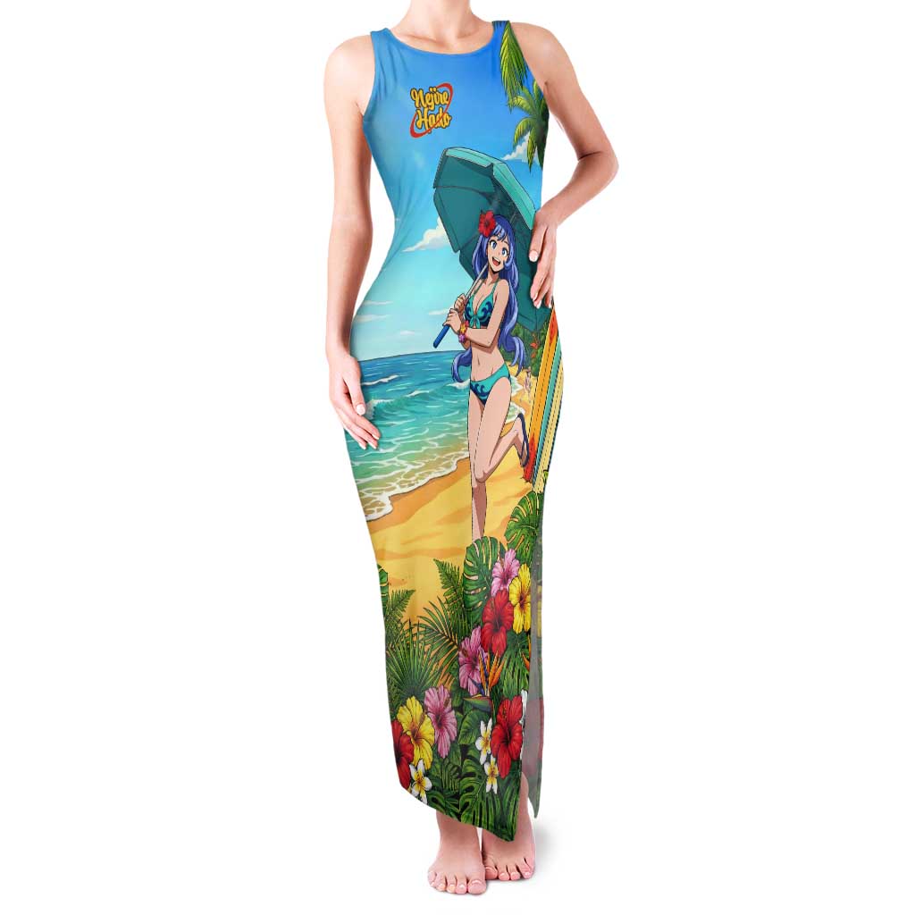 Nejire Hado Summer Chill Tank Maxi Dress Tropical Anime Surfside Art