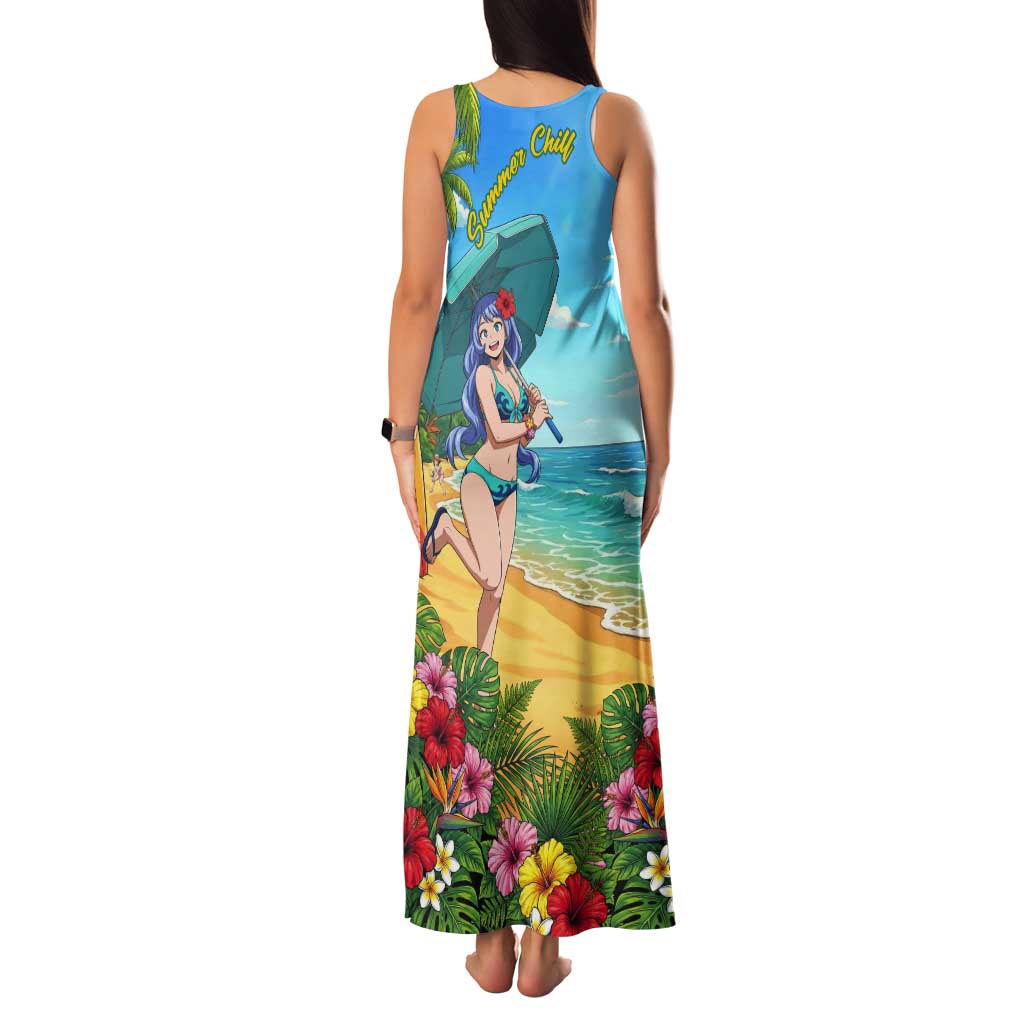 Nejire Hado Summer Chill Tank Maxi Dress Tropical Anime Surfside Art