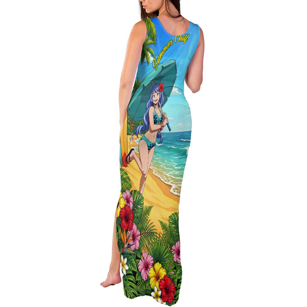 Nejire Hado Summer Chill Tank Maxi Dress Tropical Anime Surfside Art
