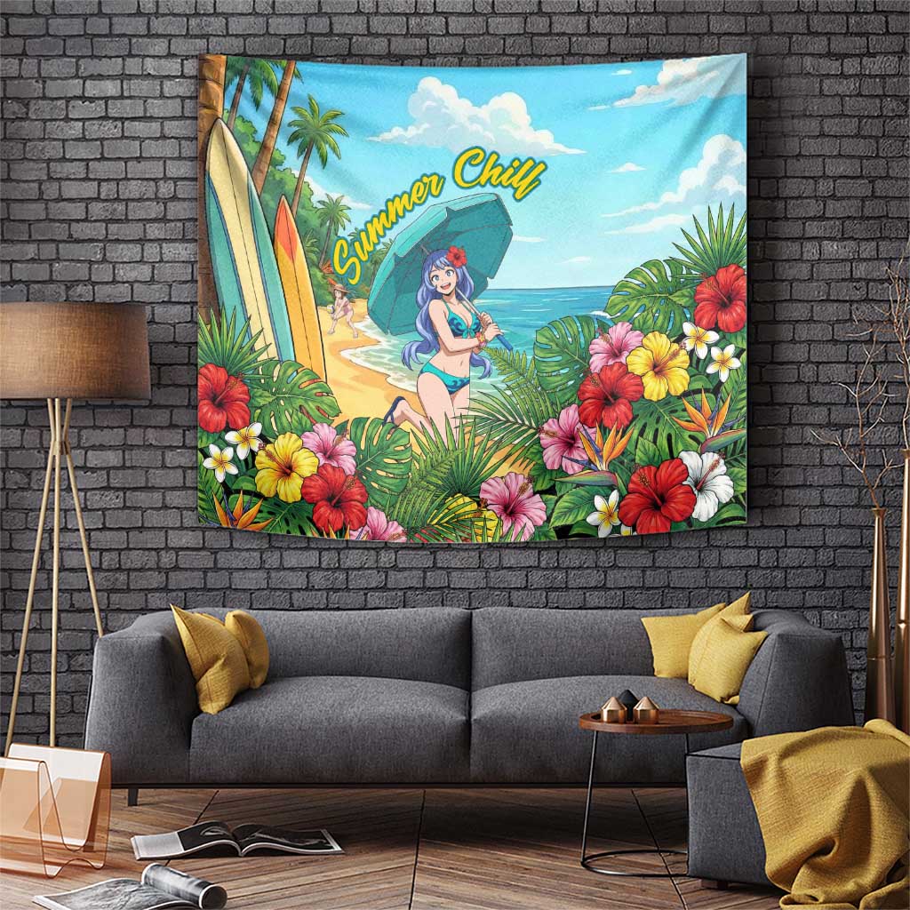 Nejire Hado Summer Chill Tapestry Tropical Anime Surfside Art