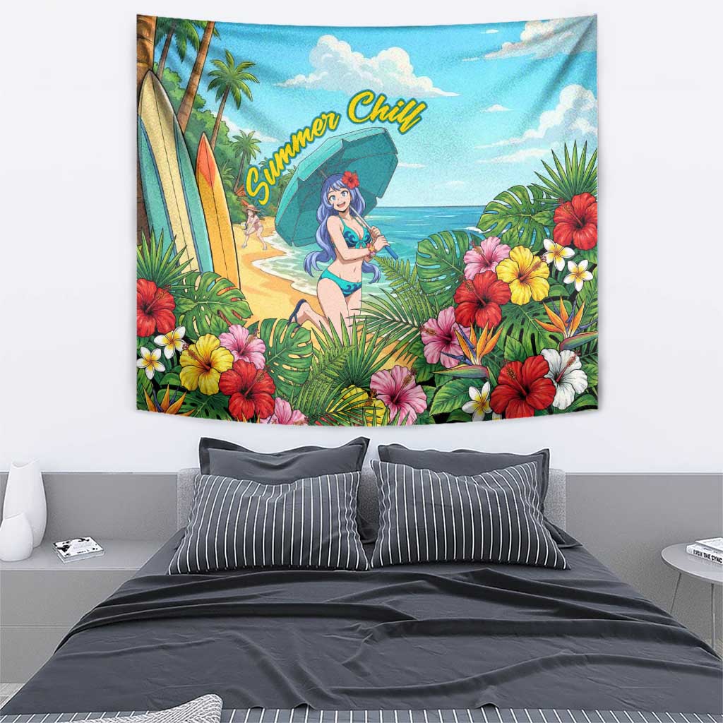Nejire Hado Summer Chill Tapestry Tropical Anime Surfside Art