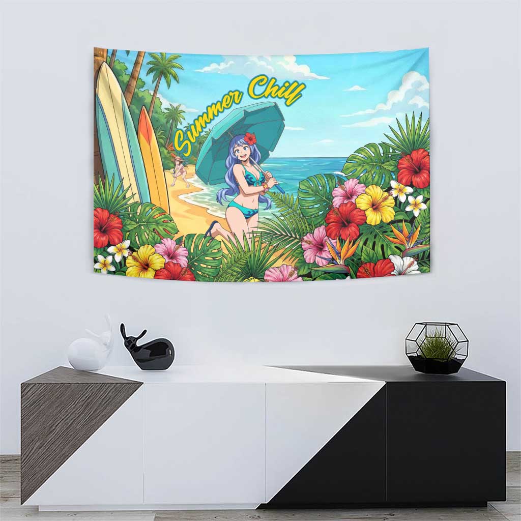 Nejire Hado Summer Chill Tapestry Tropical Anime Surfside Art