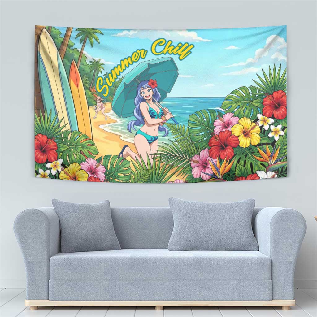 Nejire Hado Summer Chill Tapestry Tropical Anime Surfside Art