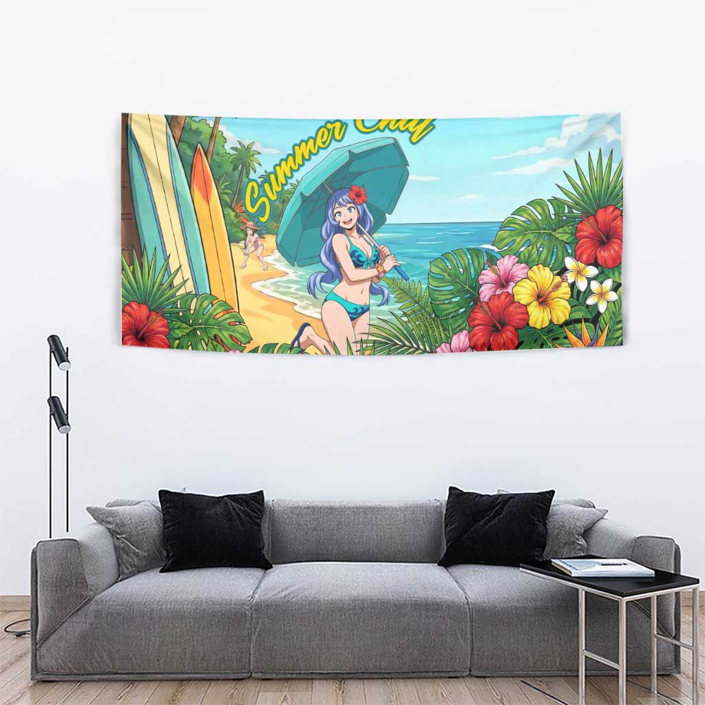 Nejire Hado Summer Chill Tapestry Tropical Anime Surfside Art