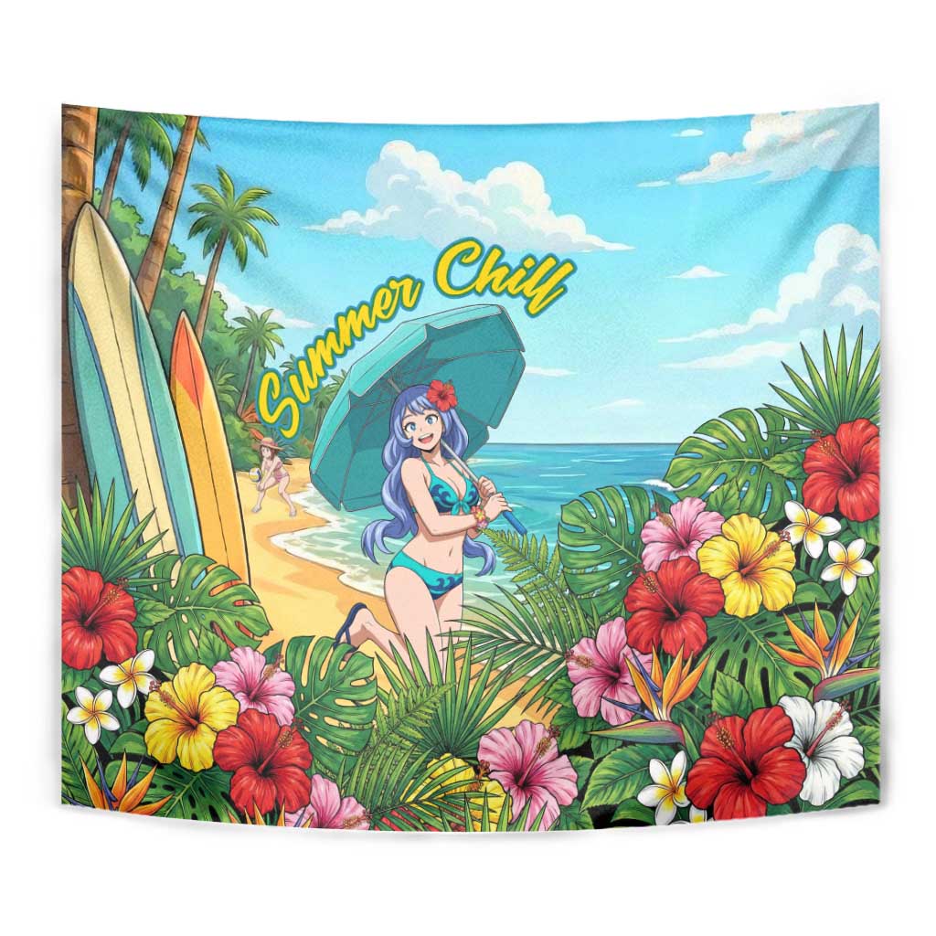 Nejire Hado Summer Chill Tapestry Tropical Anime Surfside Art