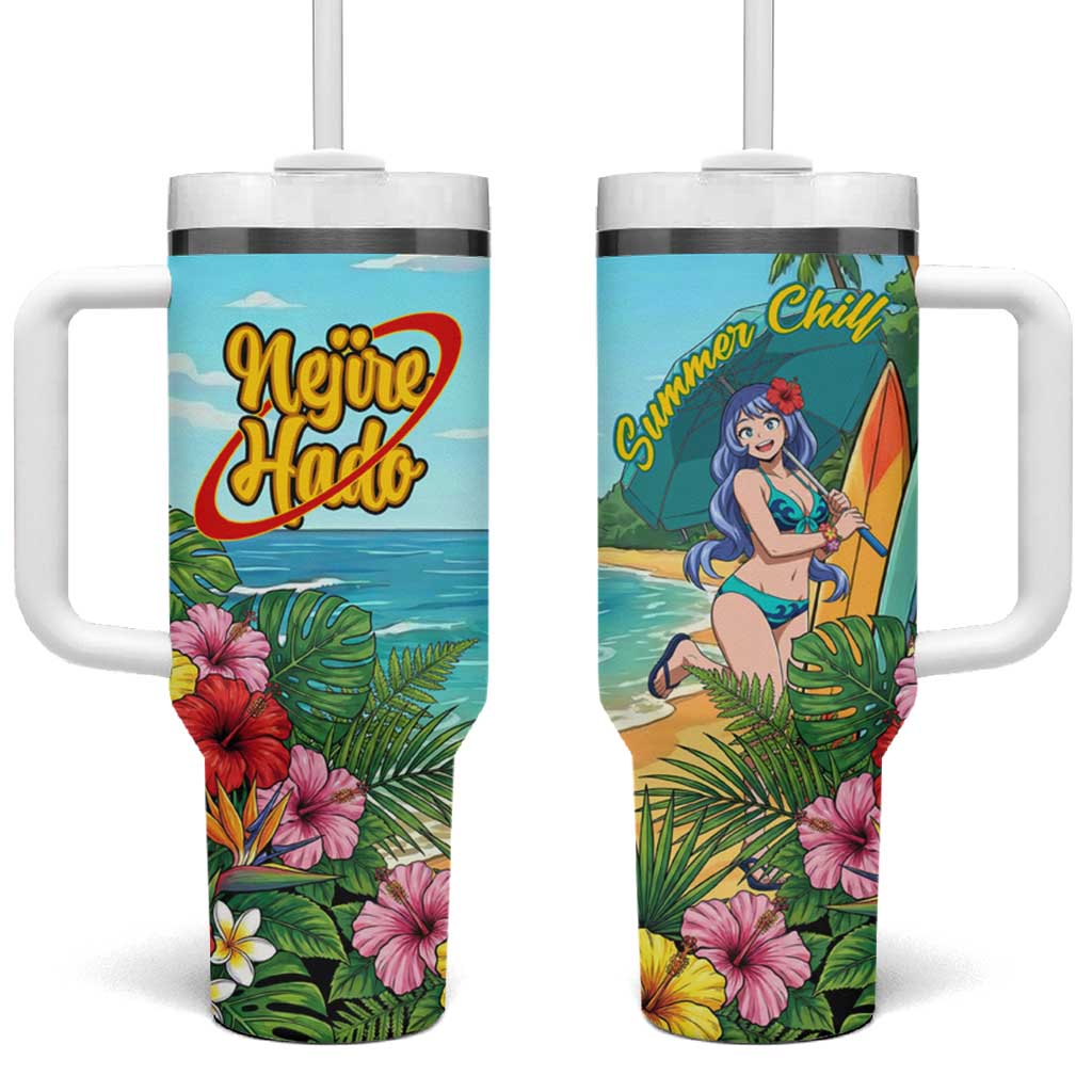 Nejire Hado Summer Chill Tumbler With Handle Tropical Anime Surfside Art