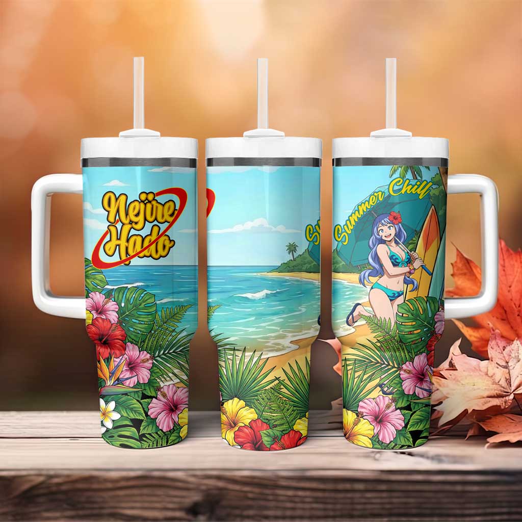 Nejire Hado Summer Chill Tumbler With Handle Tropical Anime Surfside Art