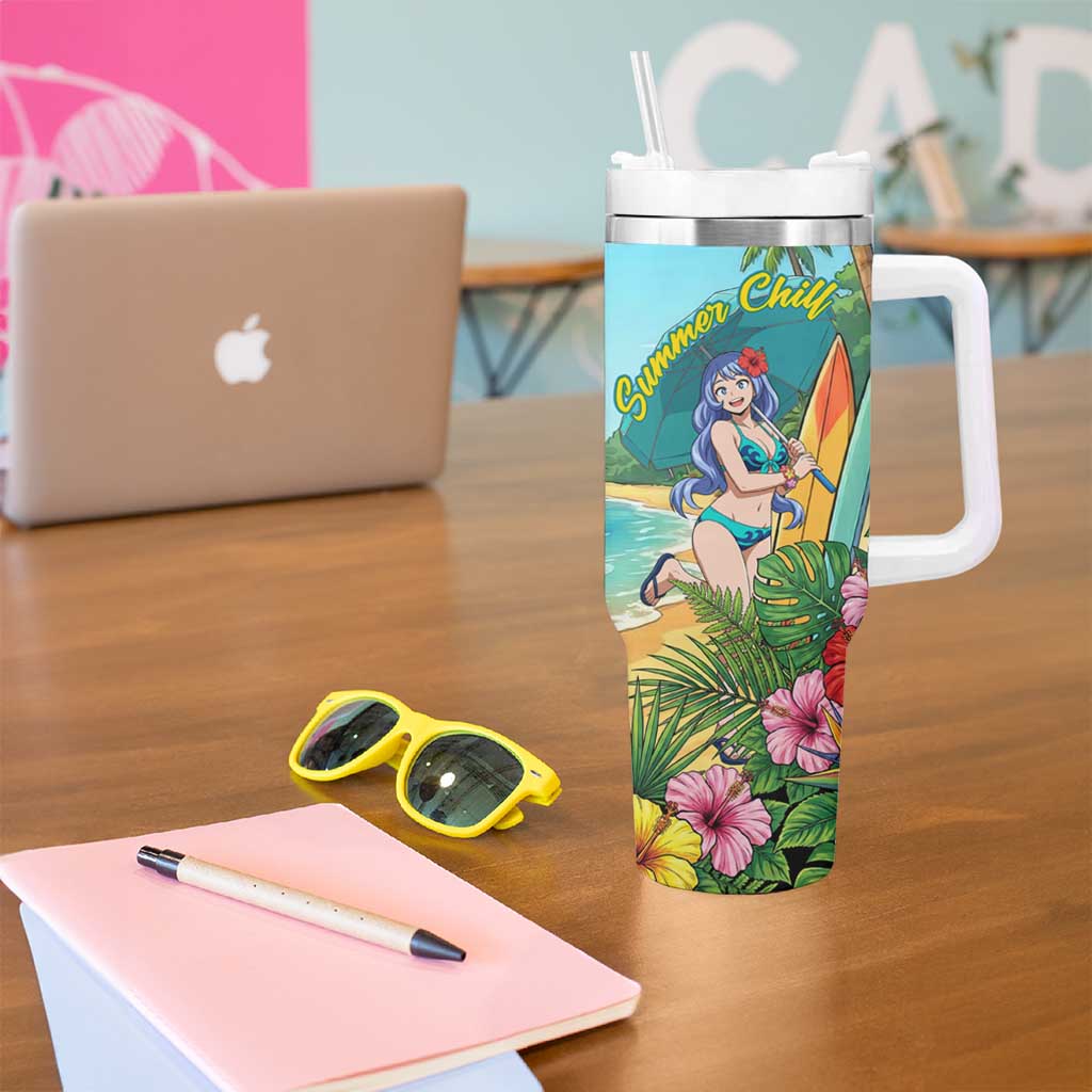 Nejire Hado Summer Chill Tumbler With Handle Tropical Anime Surfside Art