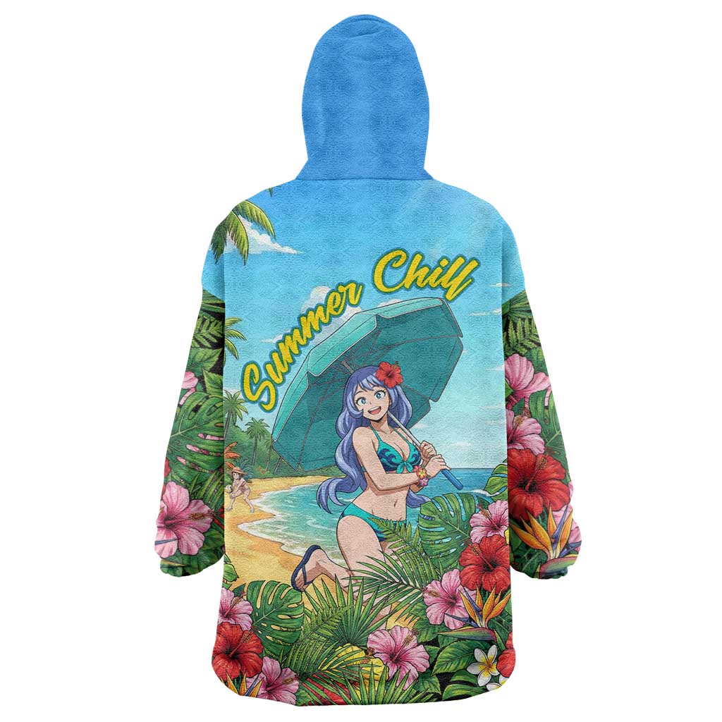 Nejire Hado Summer Chill Wearable Blanket Hoodie Tropical Anime Surfside Art
