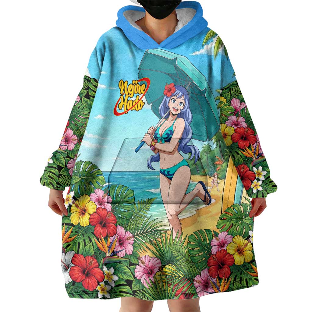 Nejire Hado Summer Chill Wearable Blanket Hoodie Tropical Anime Surfside Art