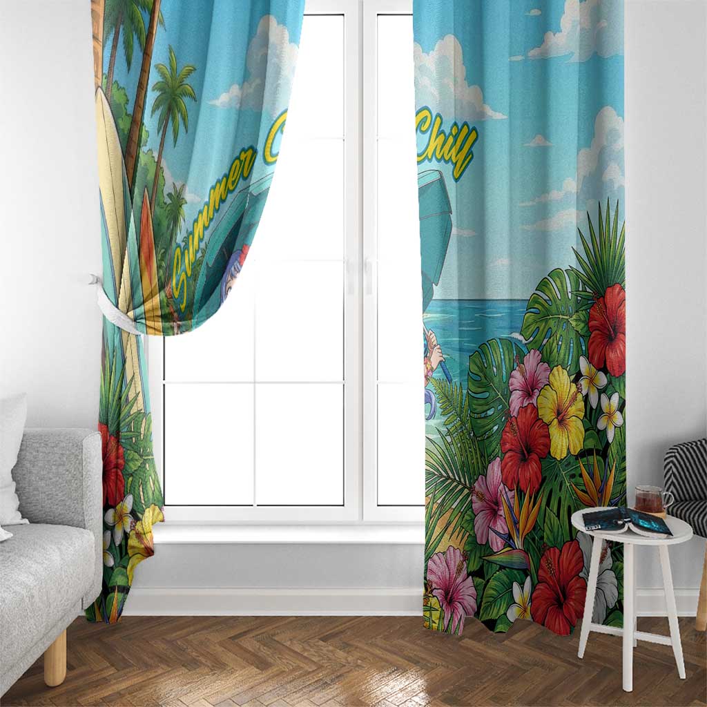 Nejire Hado Summer Chill Window Curtain Tropical Anime Surfside Art