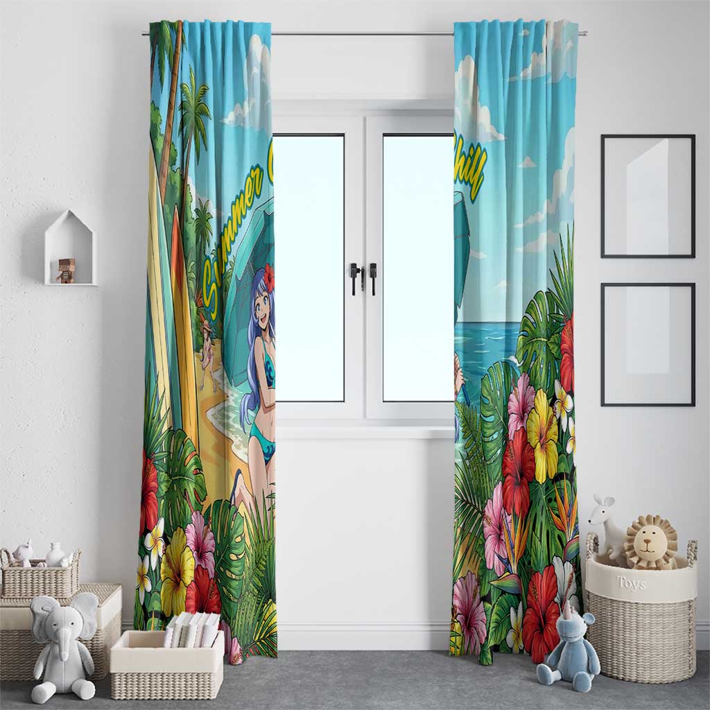 Nejire Hado Summer Chill Window Curtain Tropical Anime Surfside Art