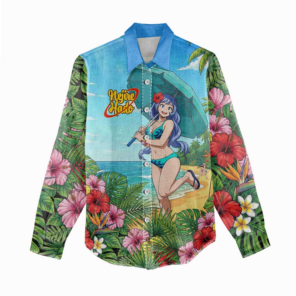 Nejire Hado Summer Chill Women Casual Shirt Tropical Anime Surfside Art