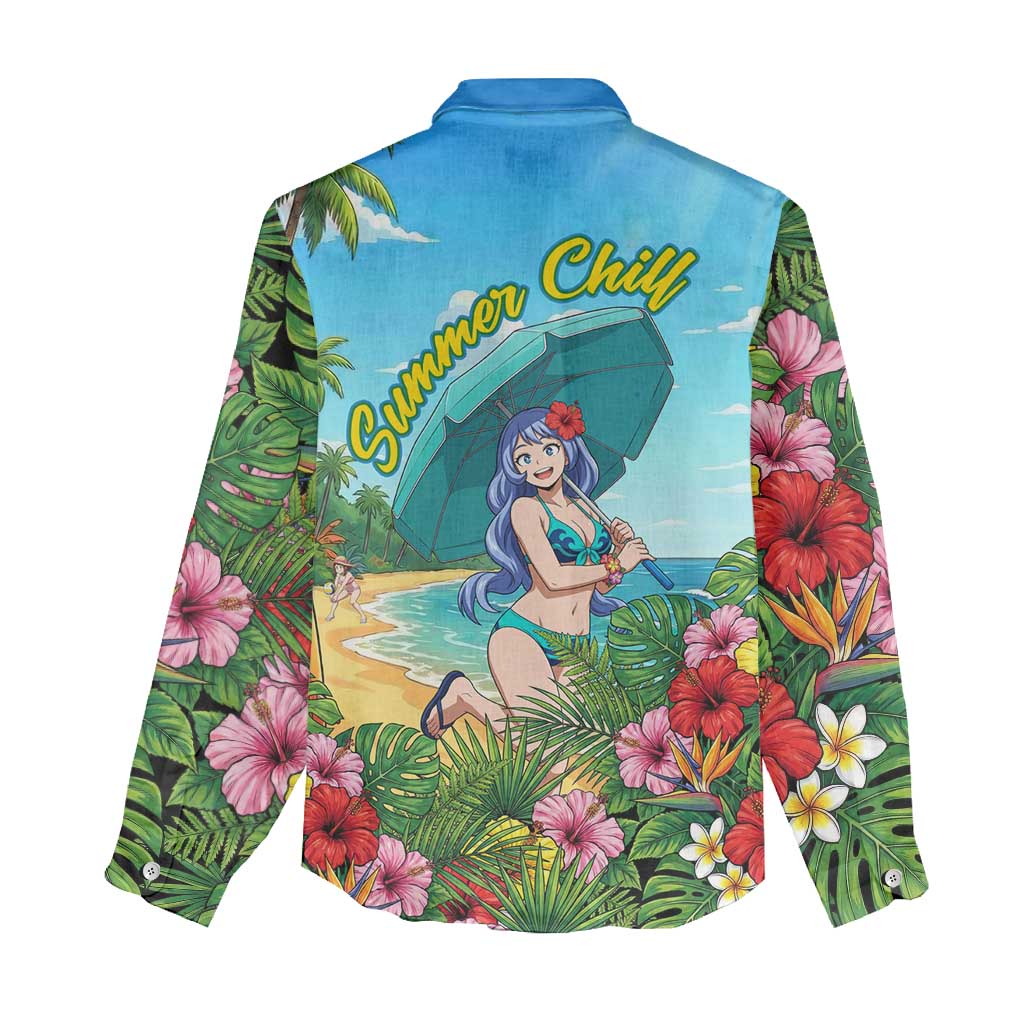 Nejire Hado Summer Chill Women Casual Shirt Tropical Anime Surfside Art