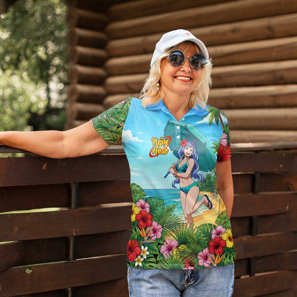 Nejire Hado Summer Chill Women Polo Shirt Tropical Anime Surfside Art