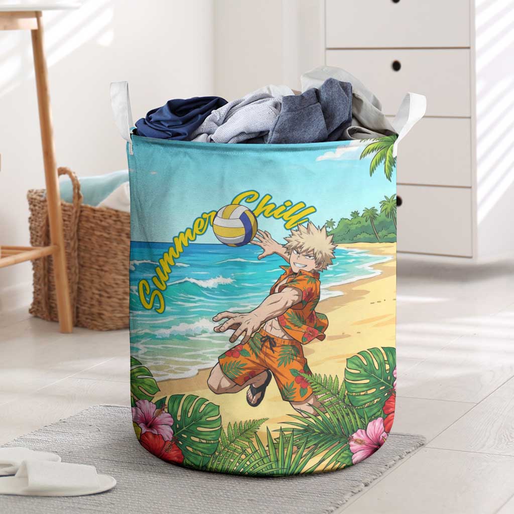 Katsuki Bakugo Summer Chill Laundry Basket Tropical Anime Action Scene
