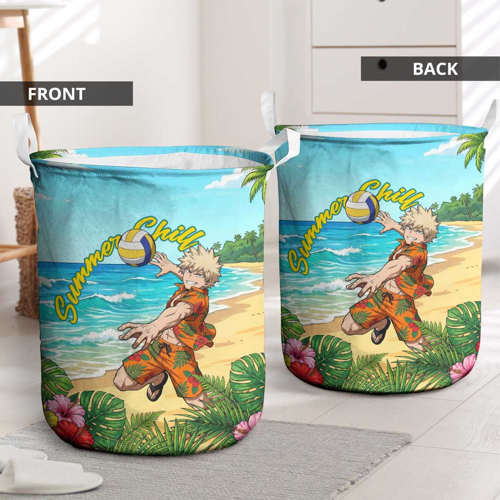 Katsuki Bakugo Summer Chill Laundry Basket Tropical Anime Action Scene