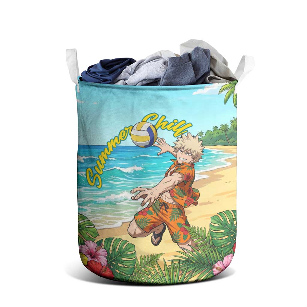 Katsuki Bakugo Summer Chill Laundry Basket Tropical Anime Action Scene