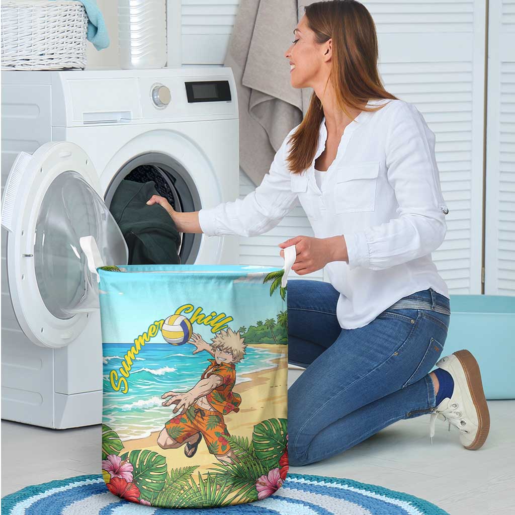Katsuki Bakugo Summer Chill Laundry Basket Tropical Anime Action Scene