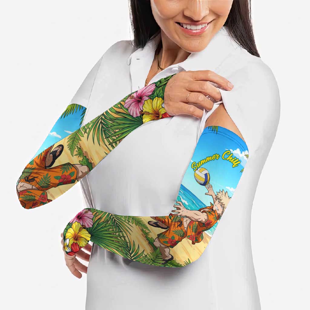 Katsuki Bakugo Summer Chill Arm Sleeves Tropical Anime Action Scene