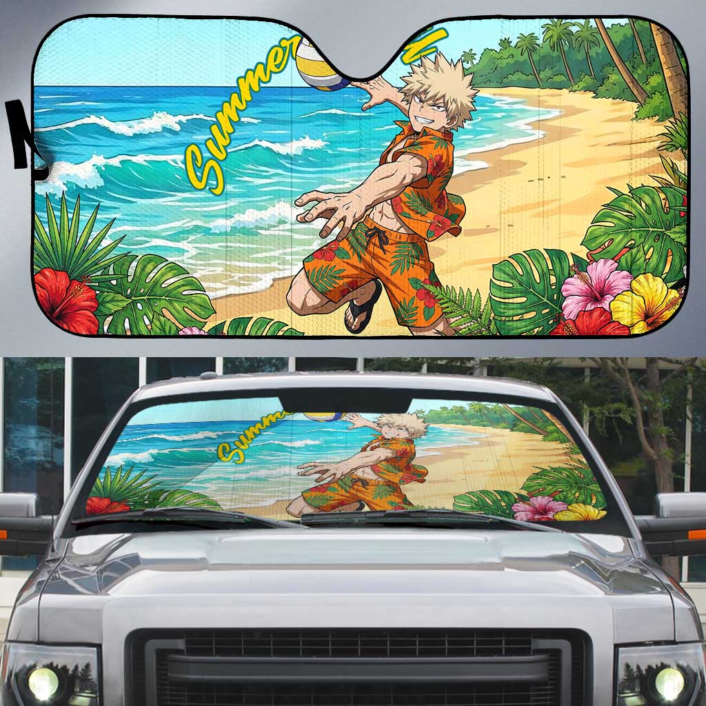 Katsuki Bakugo Summer Chill Auto Sun Shade Tropical Anime Action Scene