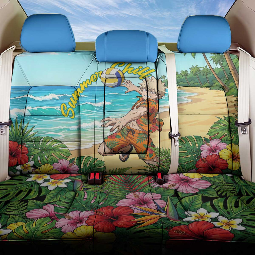 Katsuki Bakugo Summer Chill Back Car Seat Cover Tropical Anime Action Scene