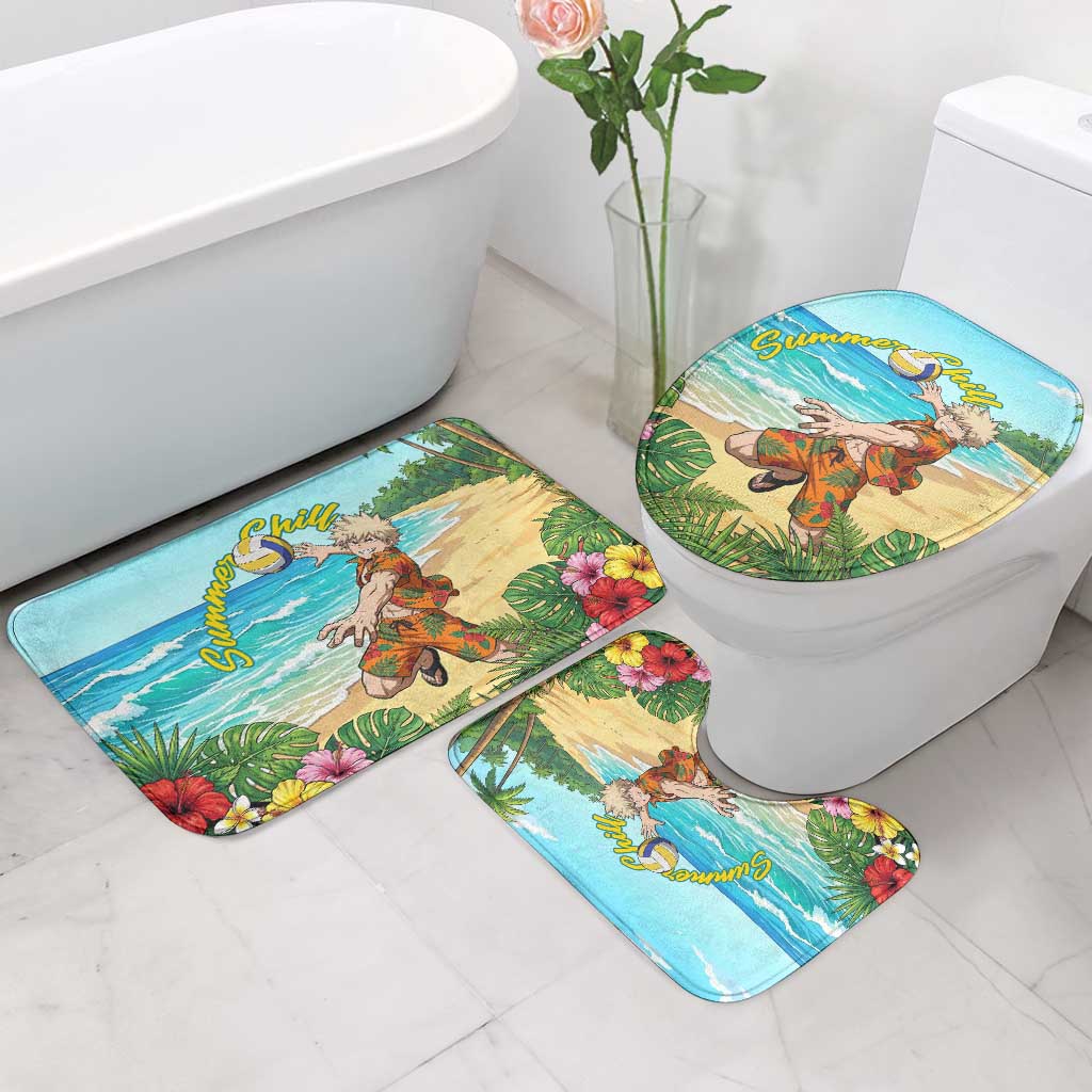 Katsuki Bakugo Summer Chill Bathroom Set Tropical Anime Action Scene