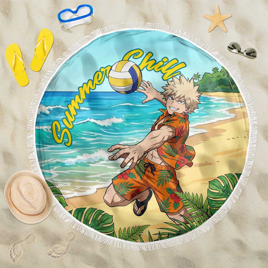 Katsuki Bakugo Summer Chill Beach Blanket Tropical Anime Action Scene