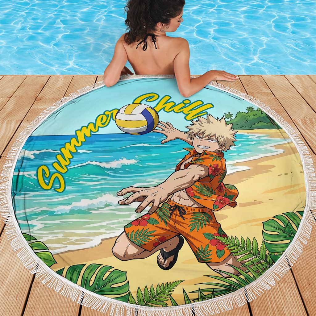 Katsuki Bakugo Summer Chill Beach Blanket Tropical Anime Action Scene