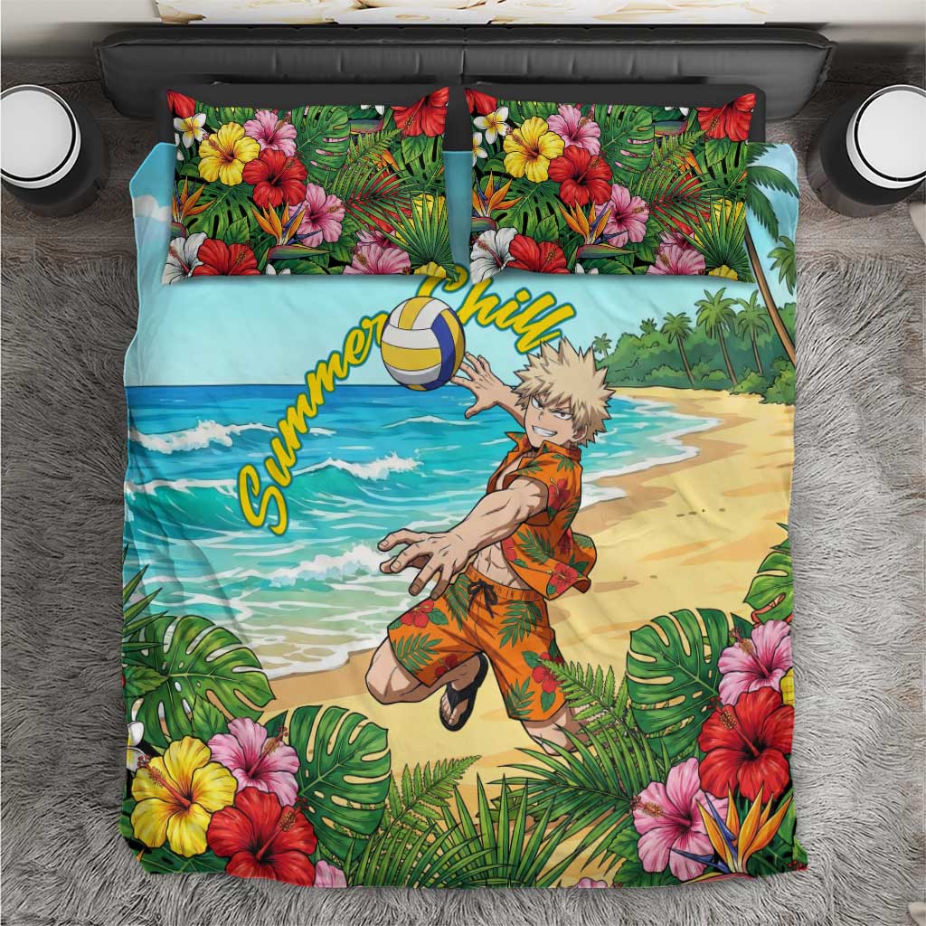 Katsuki Bakugo Summer Chill Bedding Set Tropical Anime Action Scene