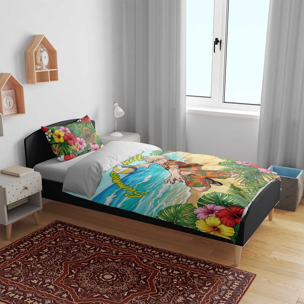 Katsuki Bakugo Summer Chill Bedding Set Tropical Anime Action Scene