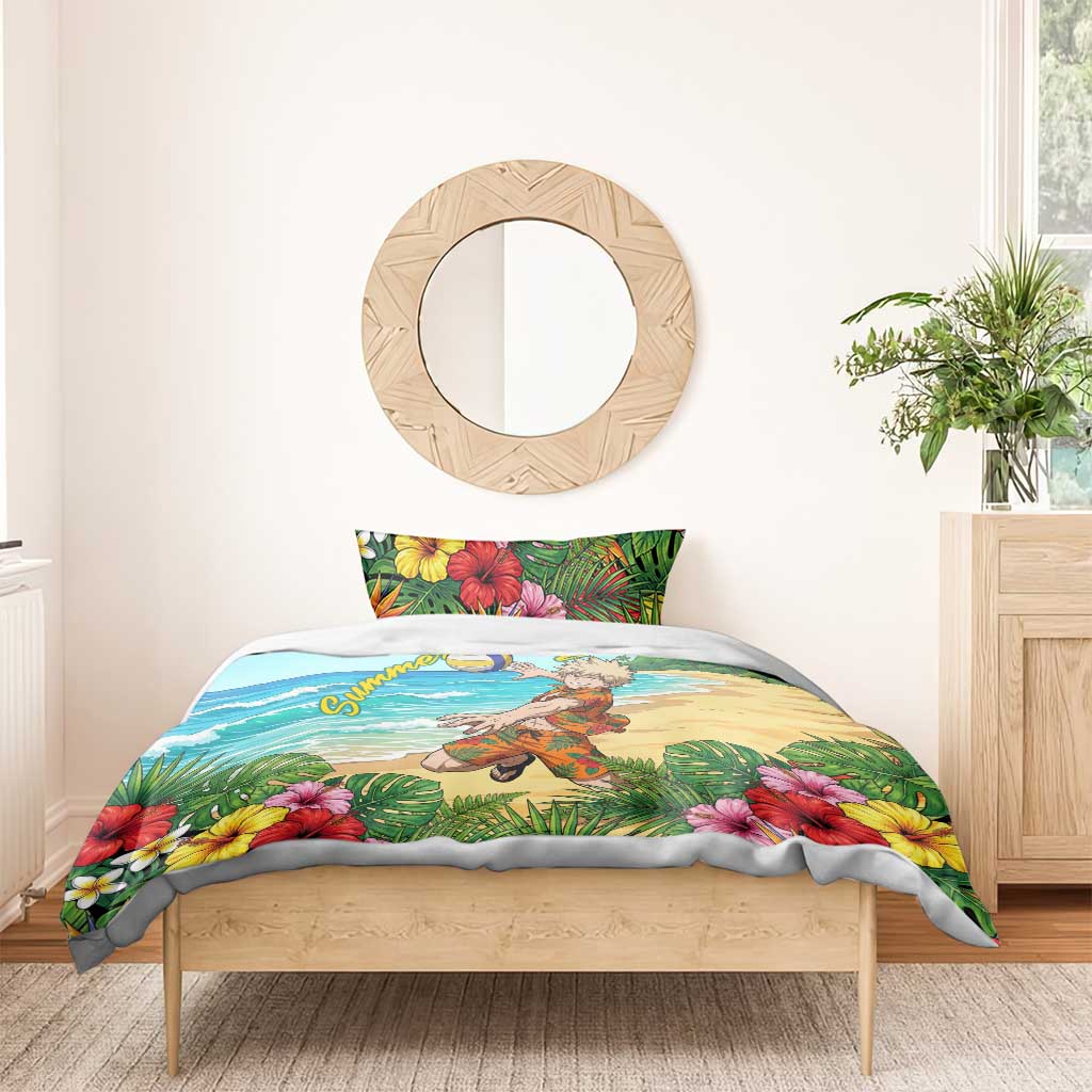 Katsuki Bakugo Summer Chill Bedding Set Tropical Anime Action Scene
