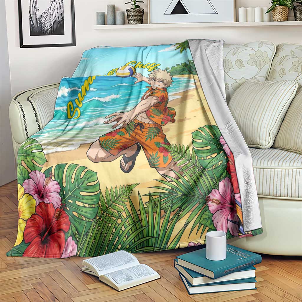 Katsuki Bakugo Summer Chill Blanket Tropical Anime Action Scene