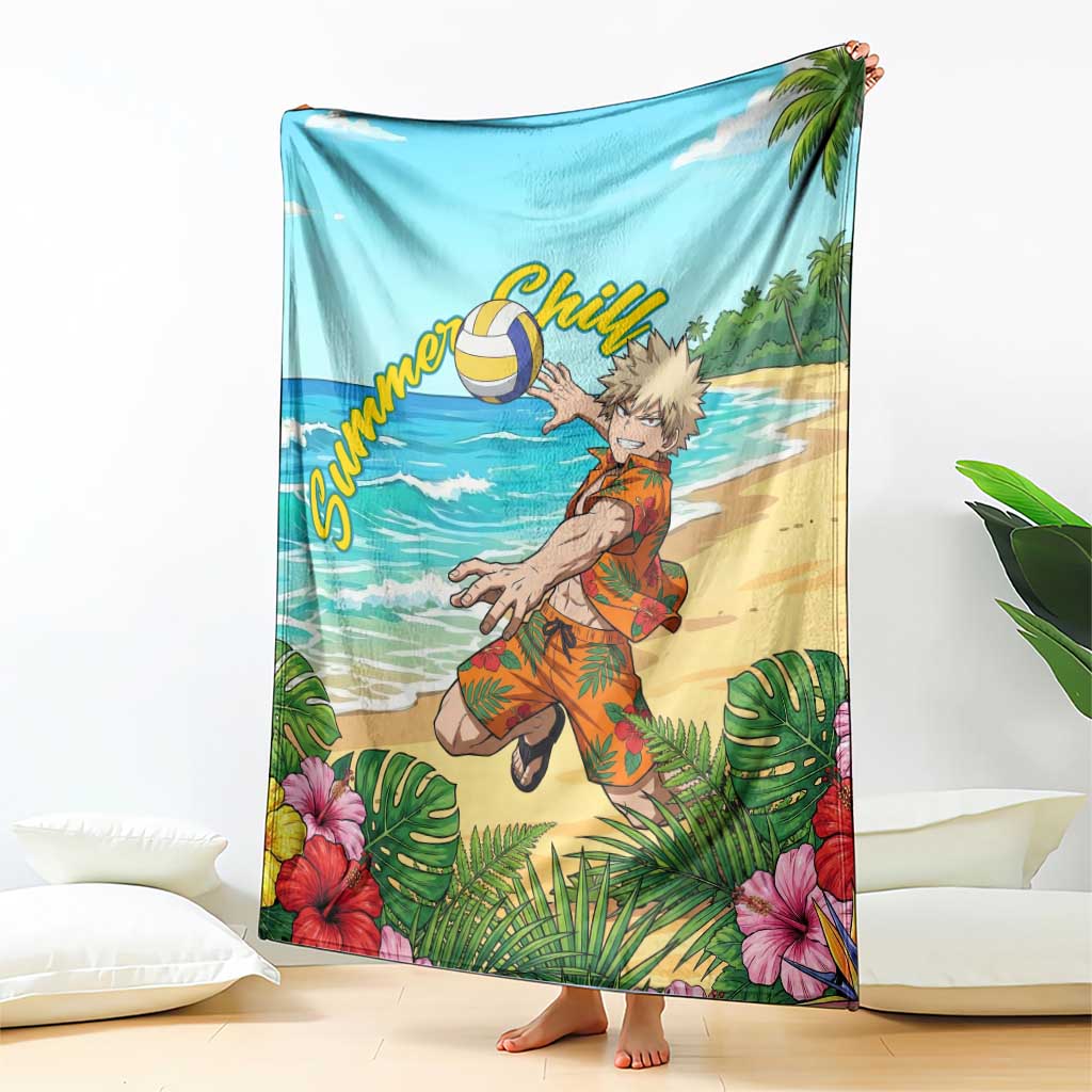 Katsuki Bakugo Summer Chill Blanket Tropical Anime Action Scene