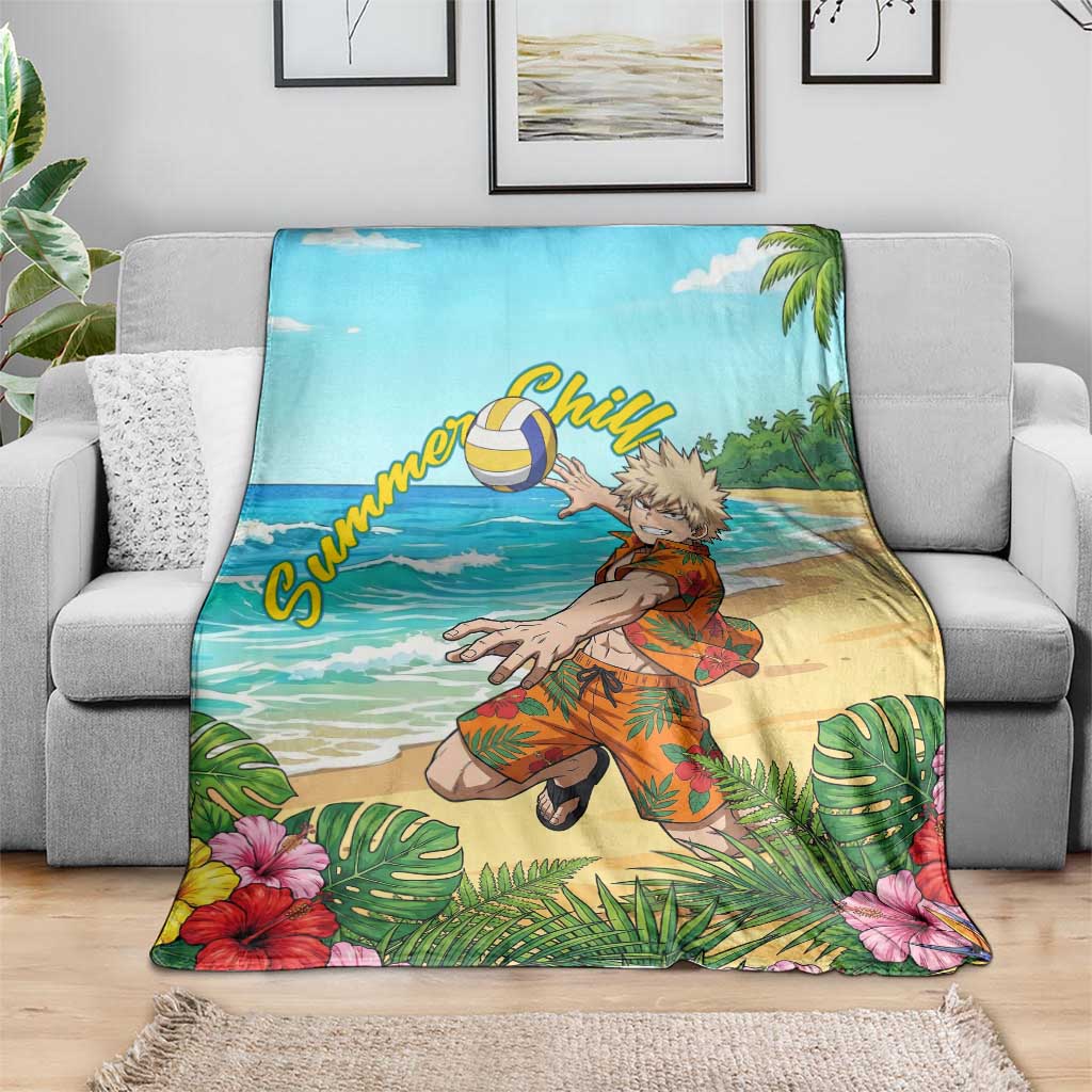 Katsuki Bakugo Summer Chill Blanket Tropical Anime Action Scene