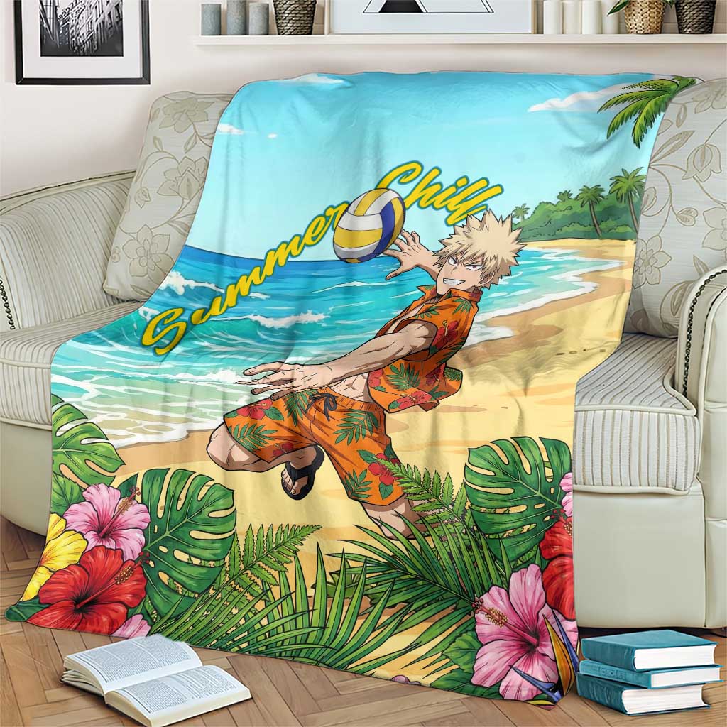 Katsuki Bakugo Summer Chill Blanket Tropical Anime Action Scene