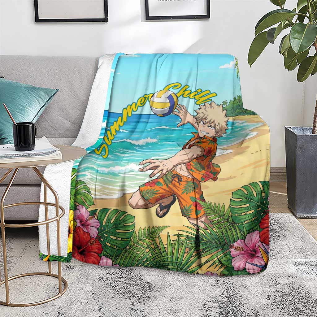 Katsuki Bakugo Summer Chill Blanket Tropical Anime Action Scene