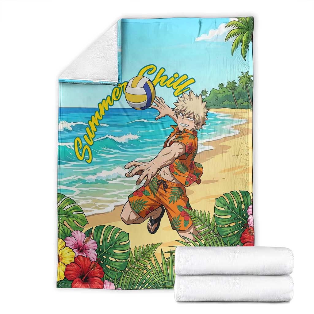 Katsuki Bakugo Summer Chill Blanket Tropical Anime Action Scene