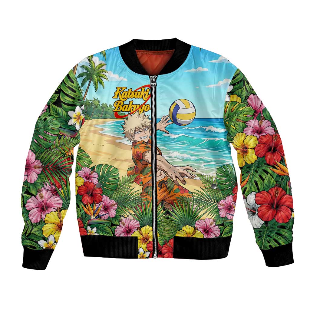 Katsuki Bakugo Summer Chill Bomber Jacket Tropical Anime Action Scene