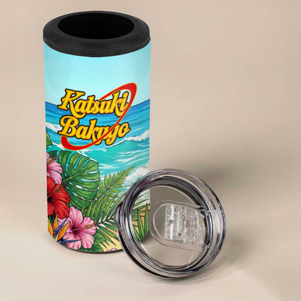 Katsuki Bakugo Summer Chill 4 in 1 Can Cooler Tumbler Tropical Anime Action Scene